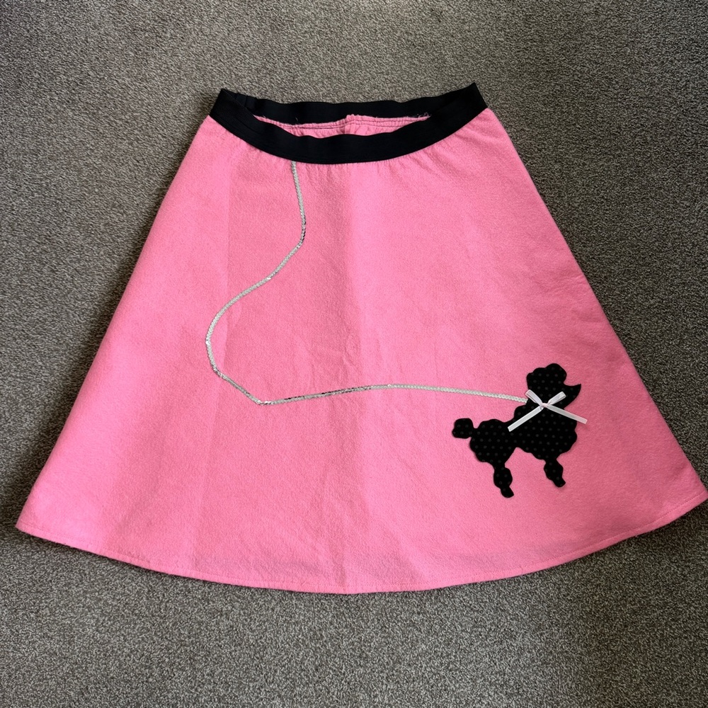 Hot Pink FELT 50s Poodle Skirt  Adult Size MEDIUM Waist 30"- 37" Length 24.5”